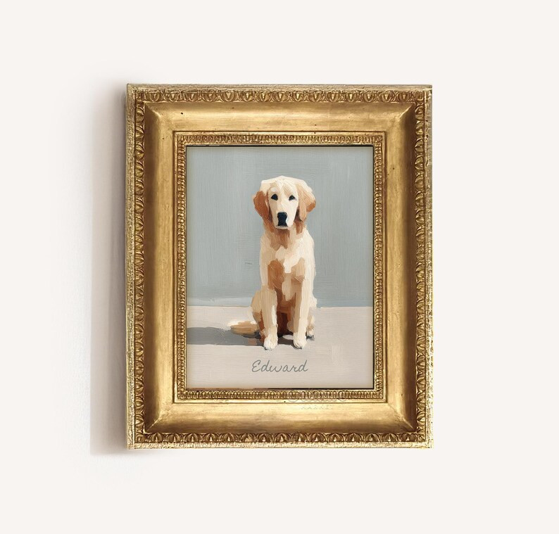 Personalized Artful Golden Retriever Portrait, Mini Dog Oil Painting, Goldie Art Print Cottage Co... | Etsy (US)