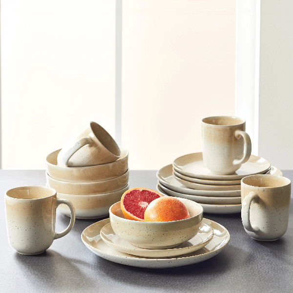 Better Homes Gardens SOR16WM Sorrell Beige Reactive Stoneware 16 Piece Dinnerware Set | Walmart (US)