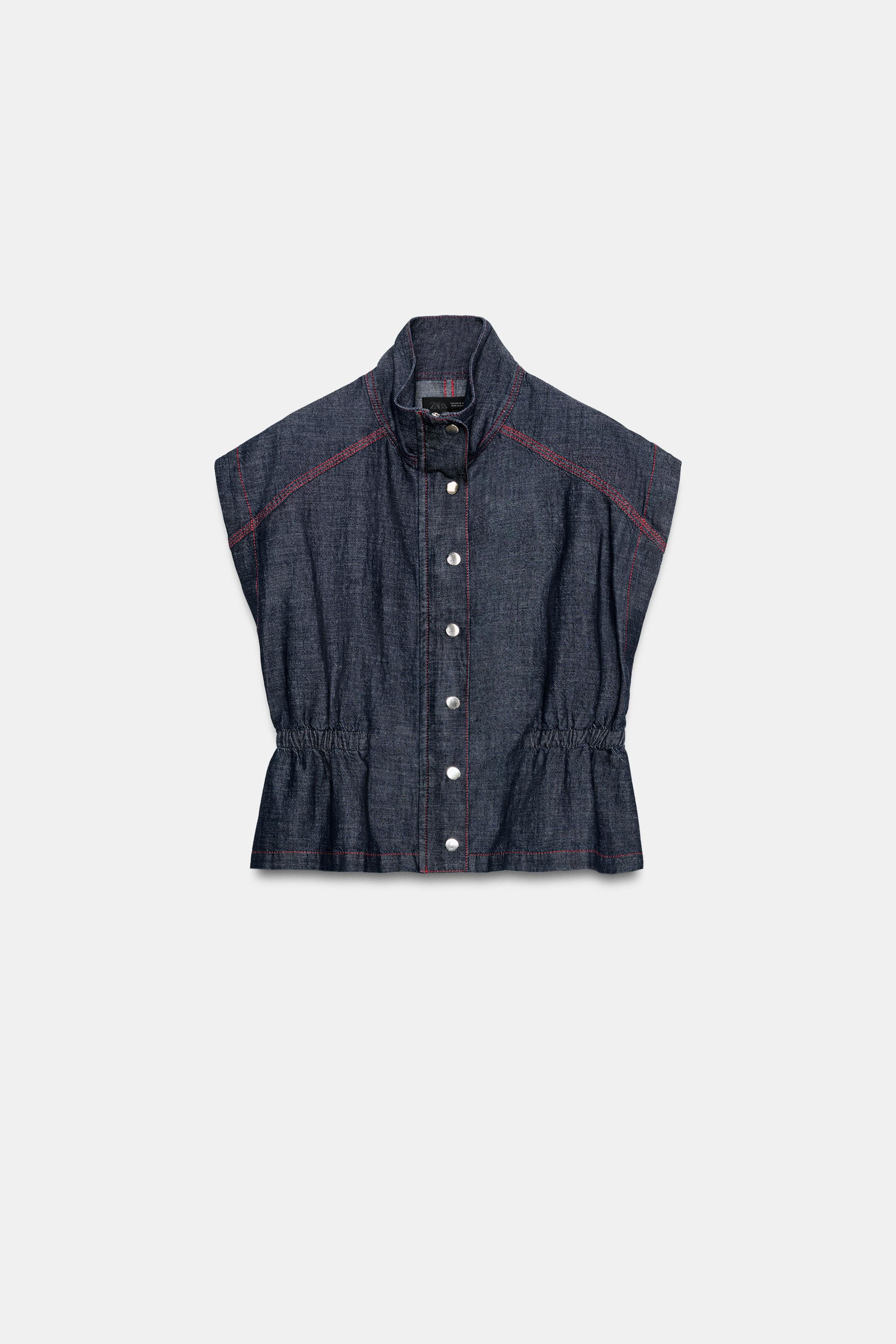 LINEN VEST WITH CONTRASTING TOPSTITCHING | Zara US
