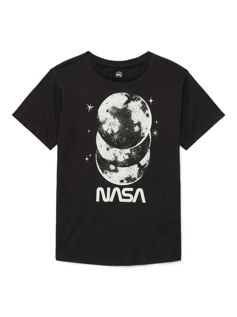 Wonder Nation Girls NASA Moons Graphic Tee with Short Sleeves, Sizes 4-18 | Walmart (US)