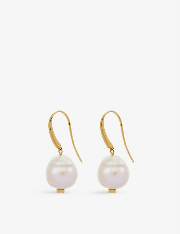 Nura Keshi 18ct yellow gold-plated vermeil sterling silver and pearl earrings | Selfridges