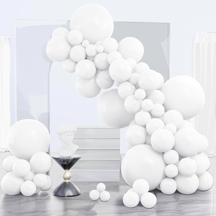 PartyWoo White Balloons 140 pcs Different Sizes of 18 12 10 5 Inch White Balloons Arch Kit Garlan... | Amazon (US)