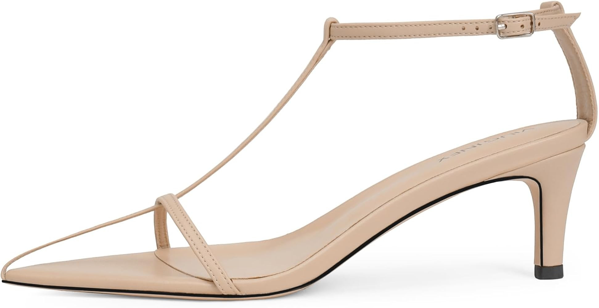 Women's Strappy Heeled Sandals with Pointed Open Toe, Simple T-Strap, Adjustable Ankle Strap, and... | Amazon (US)