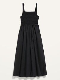 Fit & Flare Sleeveless Cotton-Poplin Smocked-Bodice Midi Dress for Women | Old Navy (US)