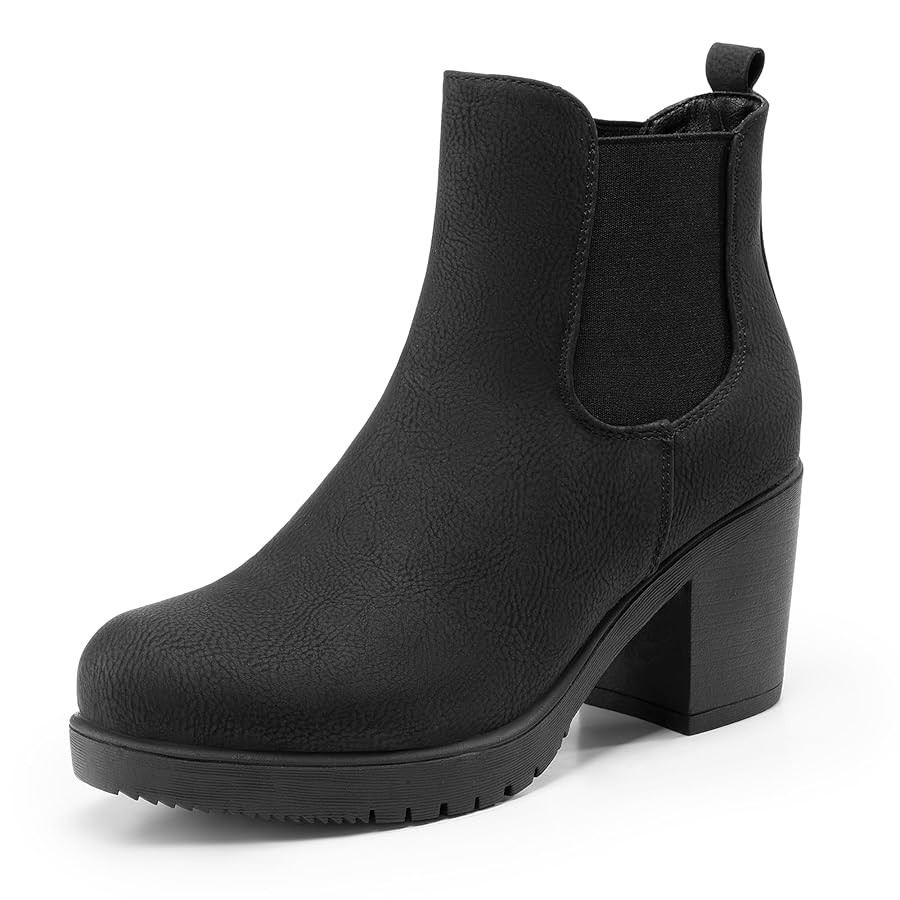 DREAM PAIRS Women's High Chunky Heel Chelsea Ankle Boots Slip On Elastic Fall Heeled Booties Shoe... | Amazon (US)