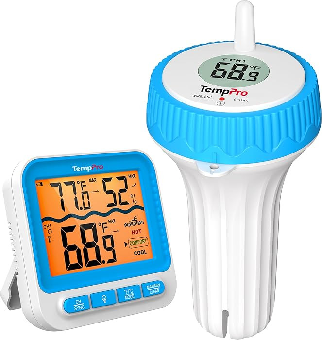 TempPro Waterproof Wireless Pool Thermometer Easy Read, Digital Pool Thermometer Floating for Swi... | Amazon (US)
