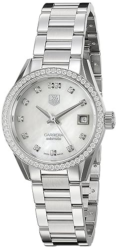 TAG Heuer Women's 'Carrera' Swiss Automatic Stainless Steel Dress Watch, Color:Silver-Toned (Mode... | Amazon (US)