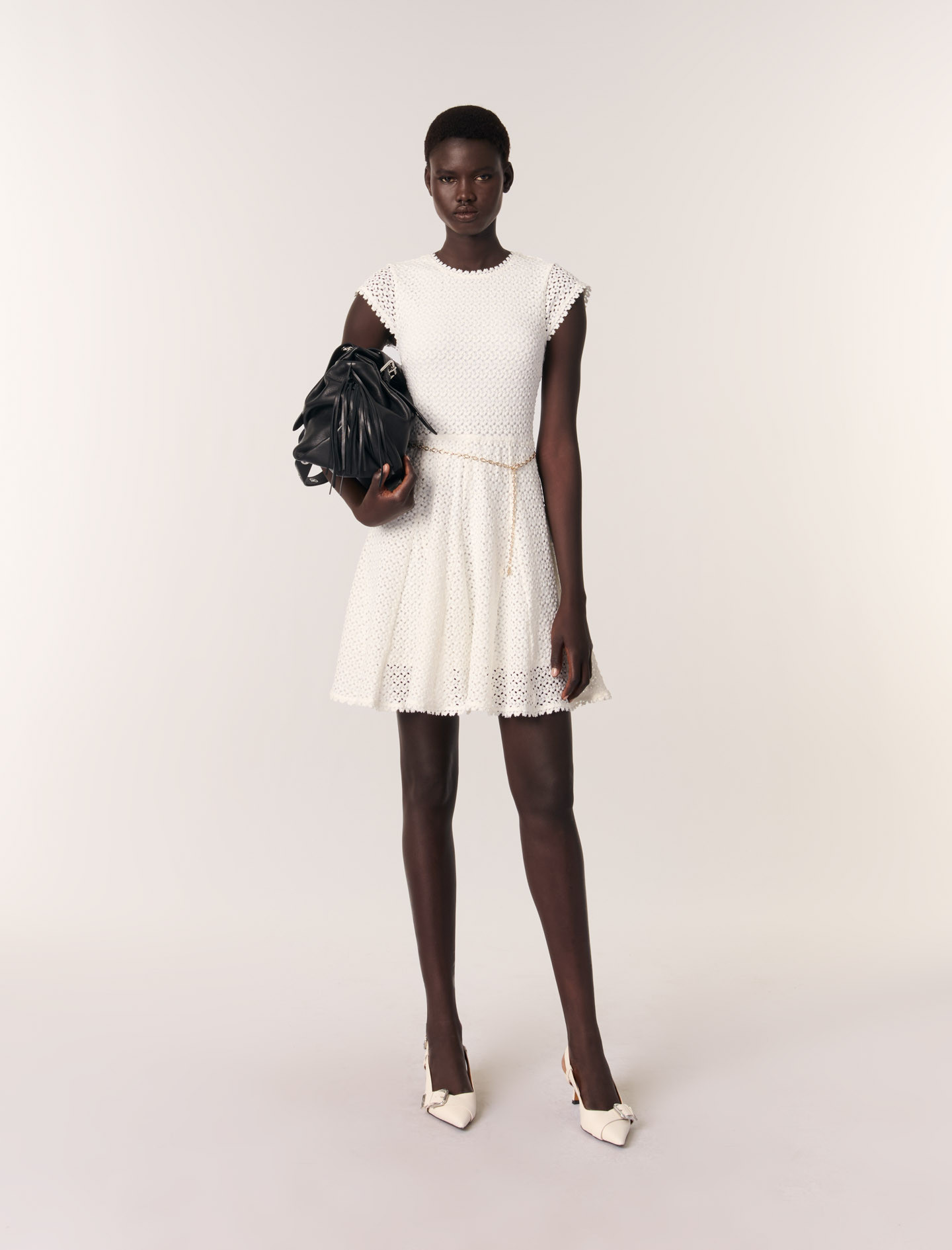 Robe courte en crochet blanc pour femme | Maje | Maje EU