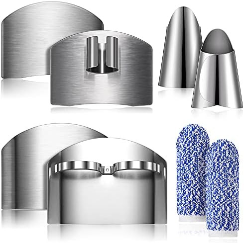 8 Pieces Finger Guard Set for Cutting Knife Guard Finger Cot Stainless Steel Cutting Protector Adjus | Amazon (US)