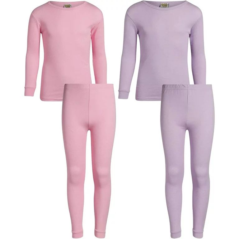 Sweet & Sassy Girls’ Thermal Underwear Set – 2 Piece Waffle Knit Top and Long Johns (2T-16) -... | Walmart (US)