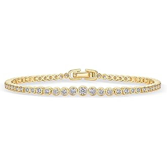Adjustable Tennis Bracelets for Women Gold/Silver Dainty 14K Gold Plated Cubic Zirconia Bracelets... | Amazon (US)