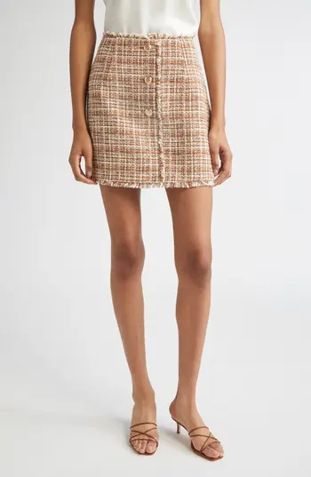 Cinq à Sept Larissa Odette Tweed Miniskirt in Nutmeg at Nordstrom Rack, Size 14 | Nordstrom Rack