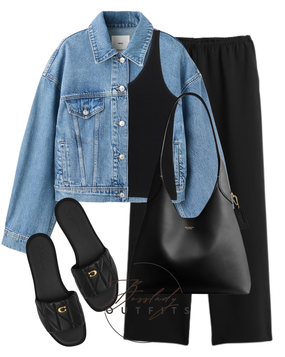 The ultimate effortless everyday uniform! 🖤
You can never go wrong with a classic oversized denim jacket paired with a sleek all-black base. I love how the asymmetrical top adds a modern twist to a simple look, while the quilted slides and classic shoulder bag elevate the casual vibe. This is the perfect transition outfit for weekend errands, travel, or a casual lunch date!

#LTKshoes #LTKsummer #LTKstyletip