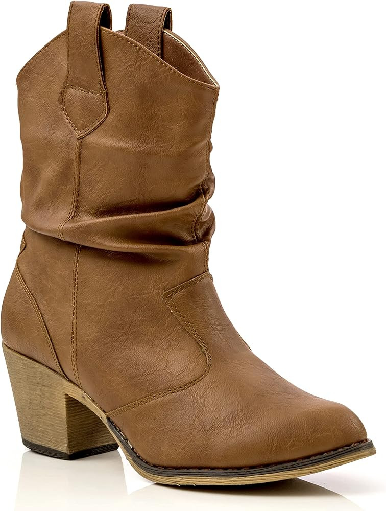 Charles Albert Women's Modern Western Cowboy Distressed Boot with Pull-Up Tabs | Amazon (US)