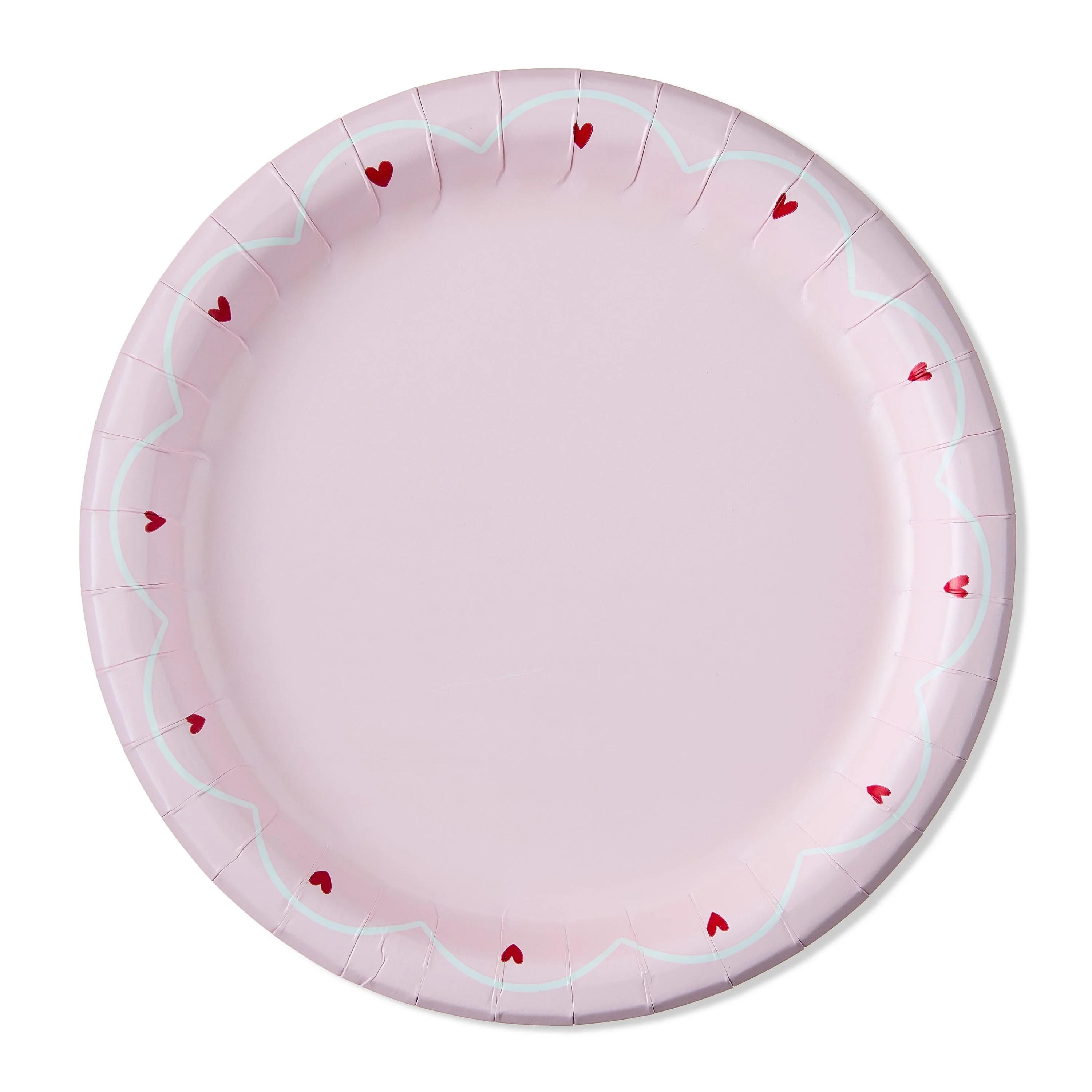 Disposable Paper Plates, 7", Red and Pink Scalloped Hearts, 8 Count, Valentine's Day by Way To Ce... | Walmart (US)