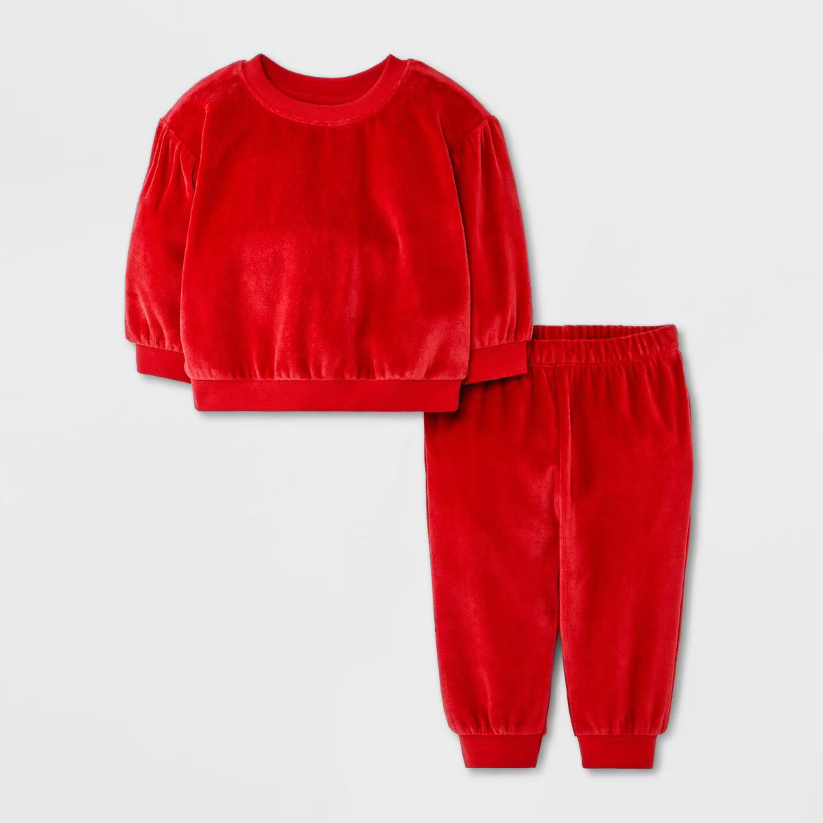 Baby Girls' 2pc Cozy Velour Sweatshirt and Jogger Pants Set - Cat & Jack™ Red 6-9M | Target