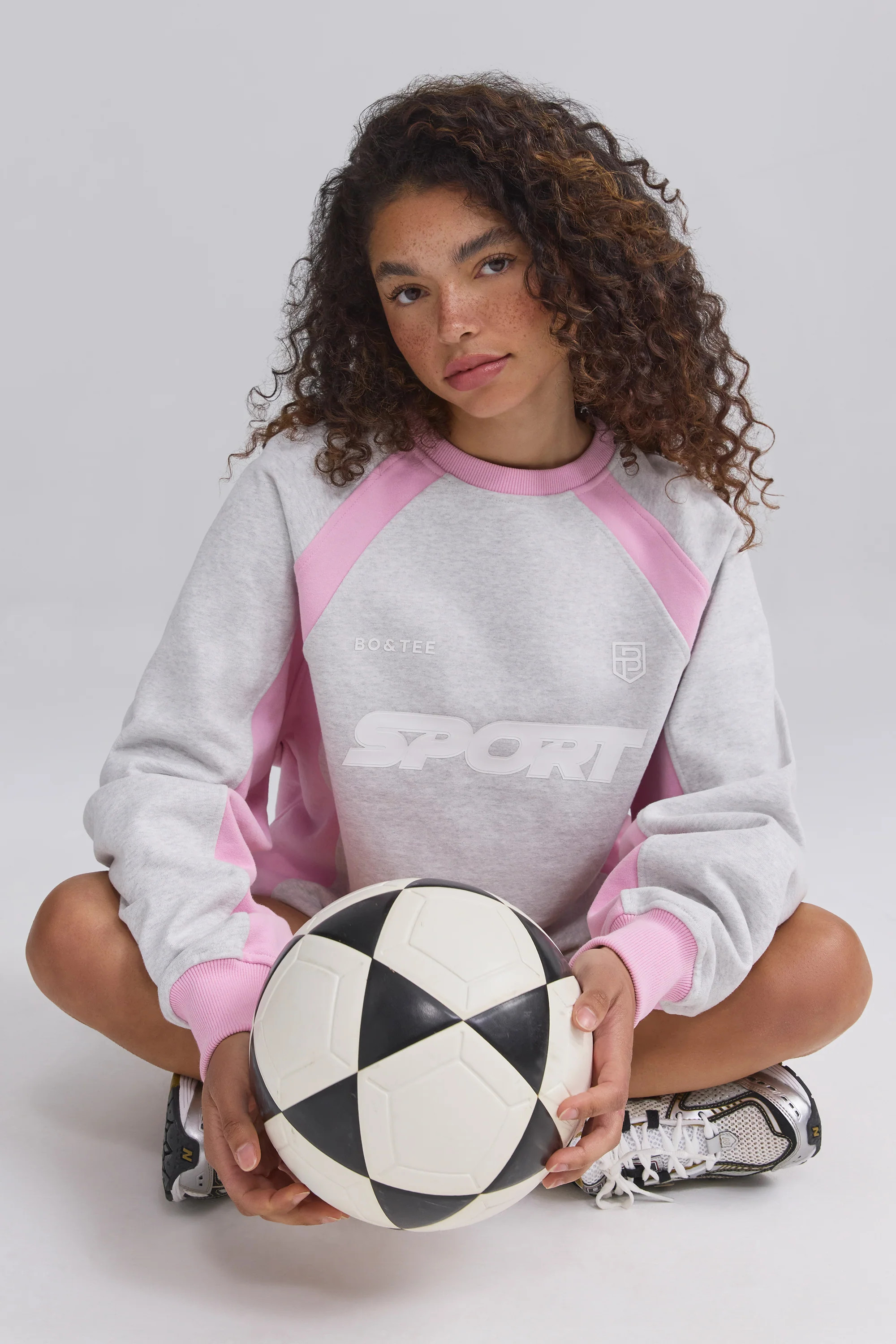 Oversized Colourblock Sweatshirt in Grey Marl | Oh Polly