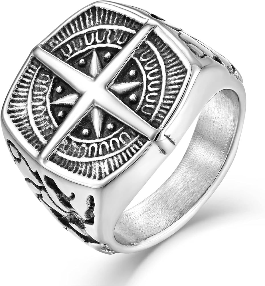 Fahonie Compass Ring for Men 316L Stainless Steel Ring | Amazon (US)