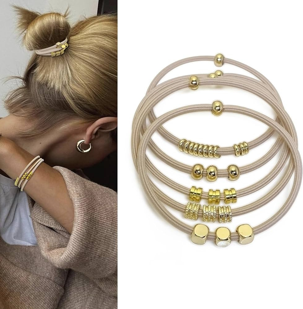 Blonde Boho Hair Ties Bracelet for Women, Cute Ponytail Holders Hair Accessories for Girl Elastic... | Amazon (US)