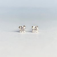 Diamond Studs, Cubic Zirconia, Stud Earrings, CZ Tiny Diamond Earrings, Sterling Silver, Gold, Ear S | Etsy (US)