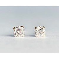 Diamond Studs, Cubic Zirconia, Stud Earrings, CZ Tiny Diamond Earrings, Sterling Silver, Gold, Ear S | Etsy (US)