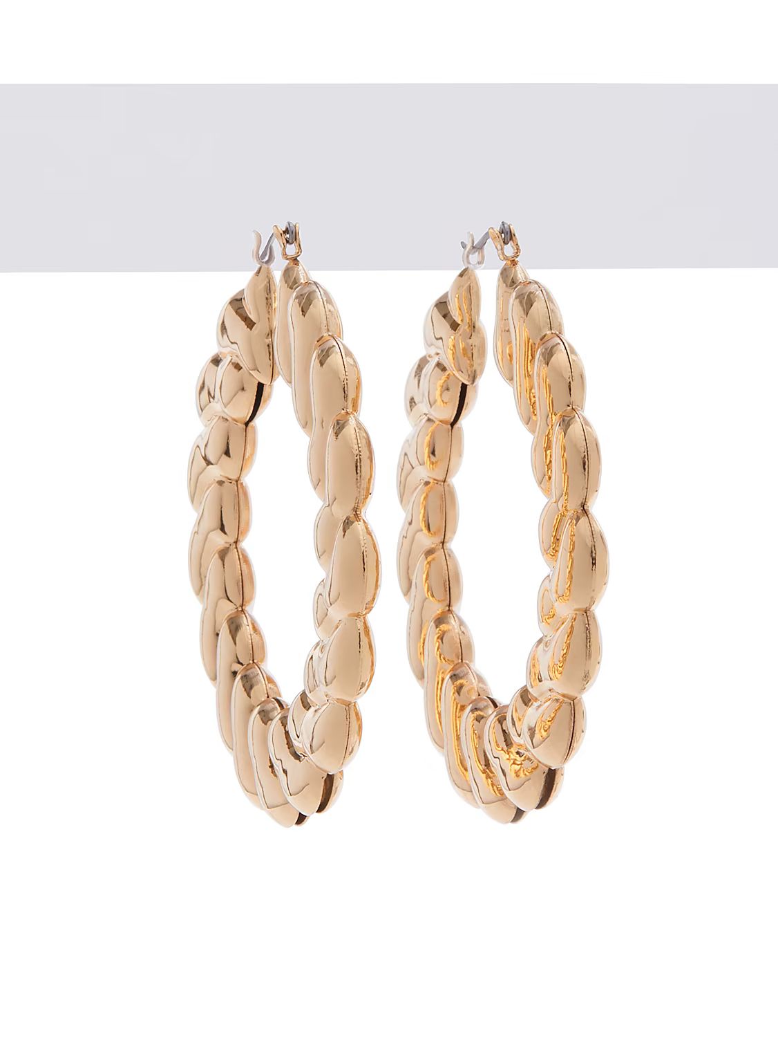 Gold-Tone Chain-Texture Oval Hoop Earrings - New York & Company | New York & Company