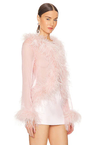 Gigi Feather Blouse in Pink | Revolve Clothing (Global)