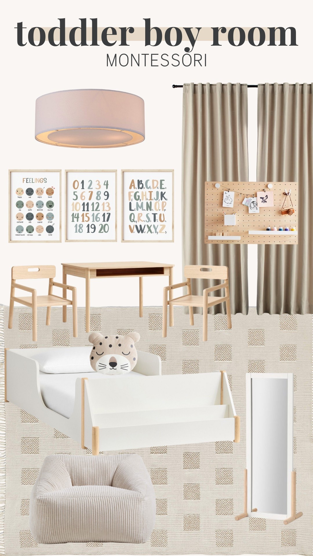 Toddler minimalist boys bedroom! Loving these Montessori finds. 


Rug, bed, table, learning posters, art display, curtains, mirror, neutral finds, toddler room 

#LTKStyleTip #LTKKids #LTKBaby