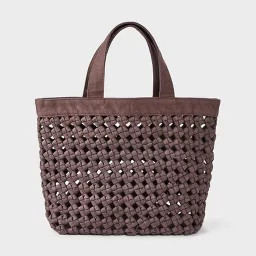 Waxed Cotton Woven Cord Tote Bag - Universal Thread\u2122 Brown | Target