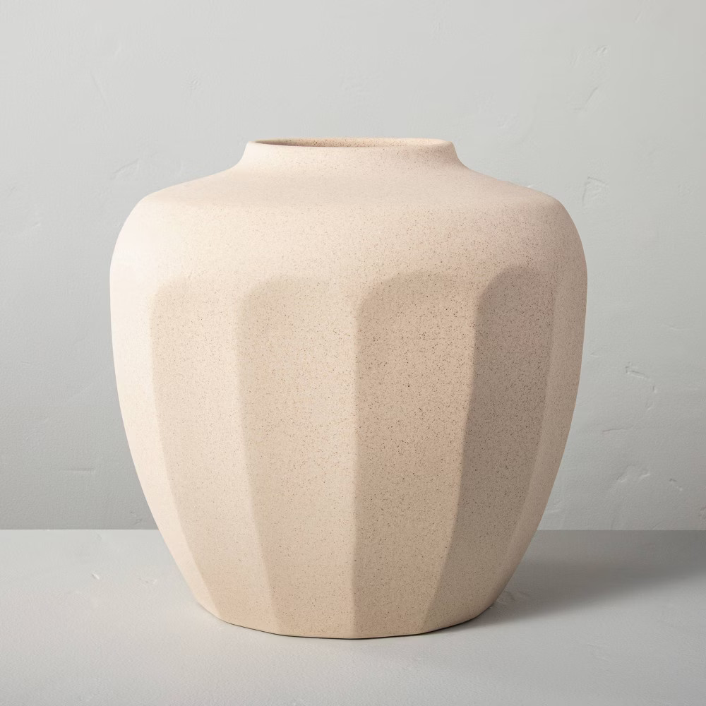 10"" Large Faceted Ceramic Vase Tan - Hearth & Hand with Magnolia | Target