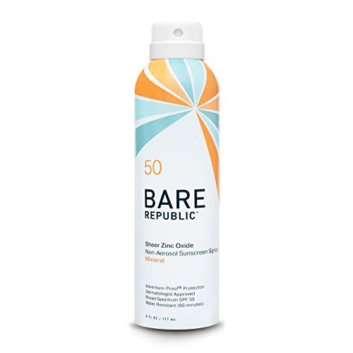 Bare Republic Mineral Sunscreen SPF 50 Sunblock Spray, Sheer and Non-Greasy Finish, Vanilla Coco Scent, 6 Fl Oz | Amazon (US)