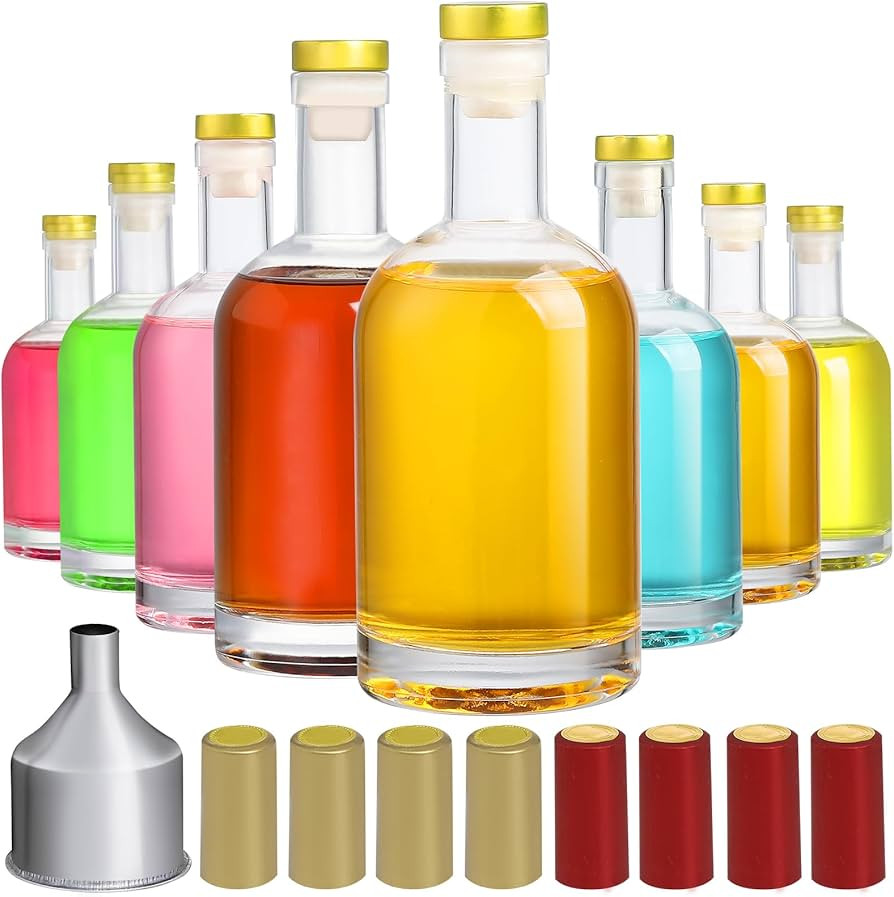 8 Pack Clear Glass Bottles, 12oz Glass Bottles with Lids, Premium Clear Glass Bottles with Cork A... | Amazon (US)