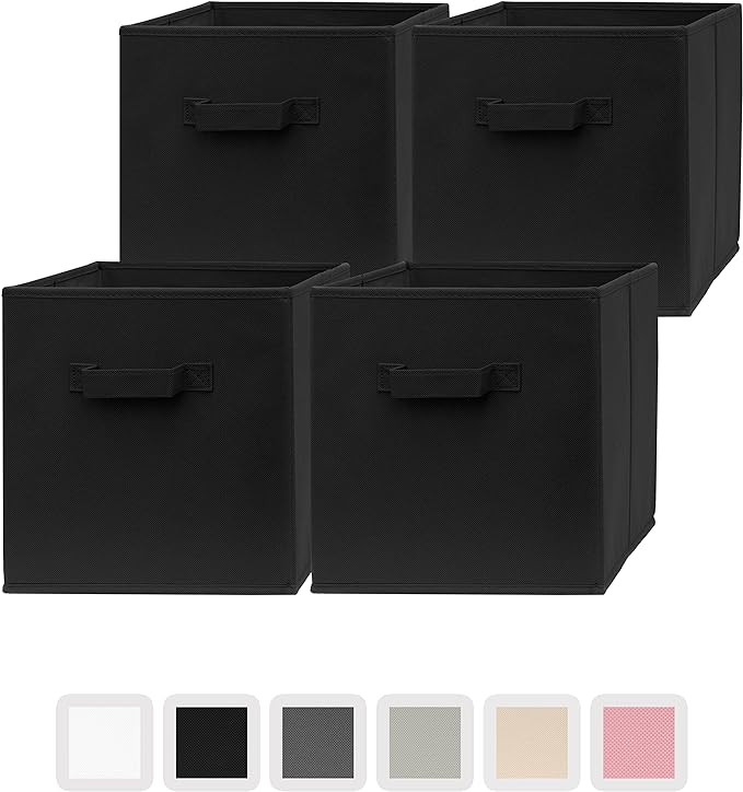 Pomatree 13x13x13 Inch Storage Cubes - 4 Pack - Large and Sturdy Storage Bins | Dual Handles, Fol... | Amazon (US)