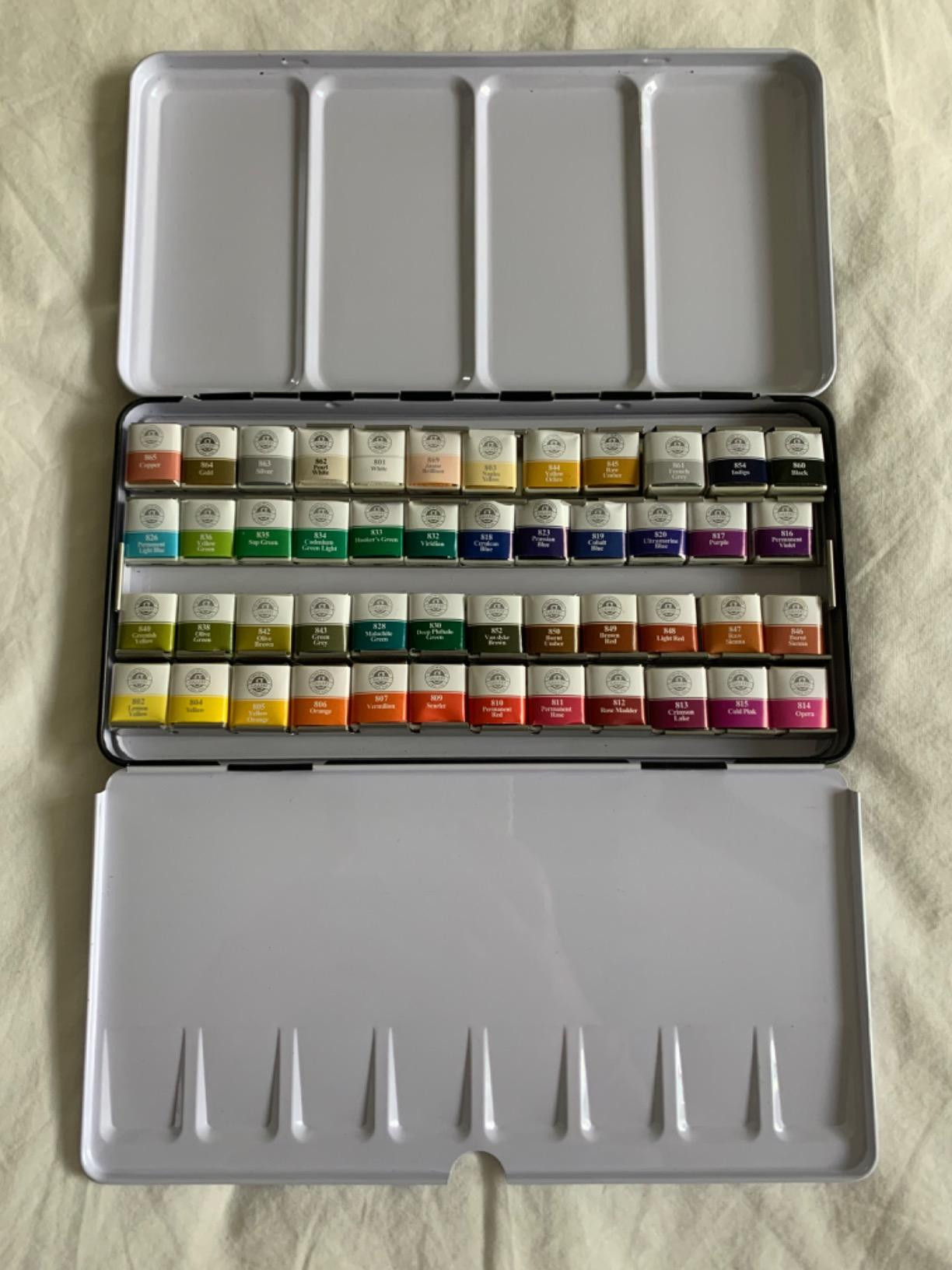 Mungyo Professional Half Pan Size Water Colors Set in Tin Case/Integral Mixing Palette in The lid (48 Colors) | Amazon (US)