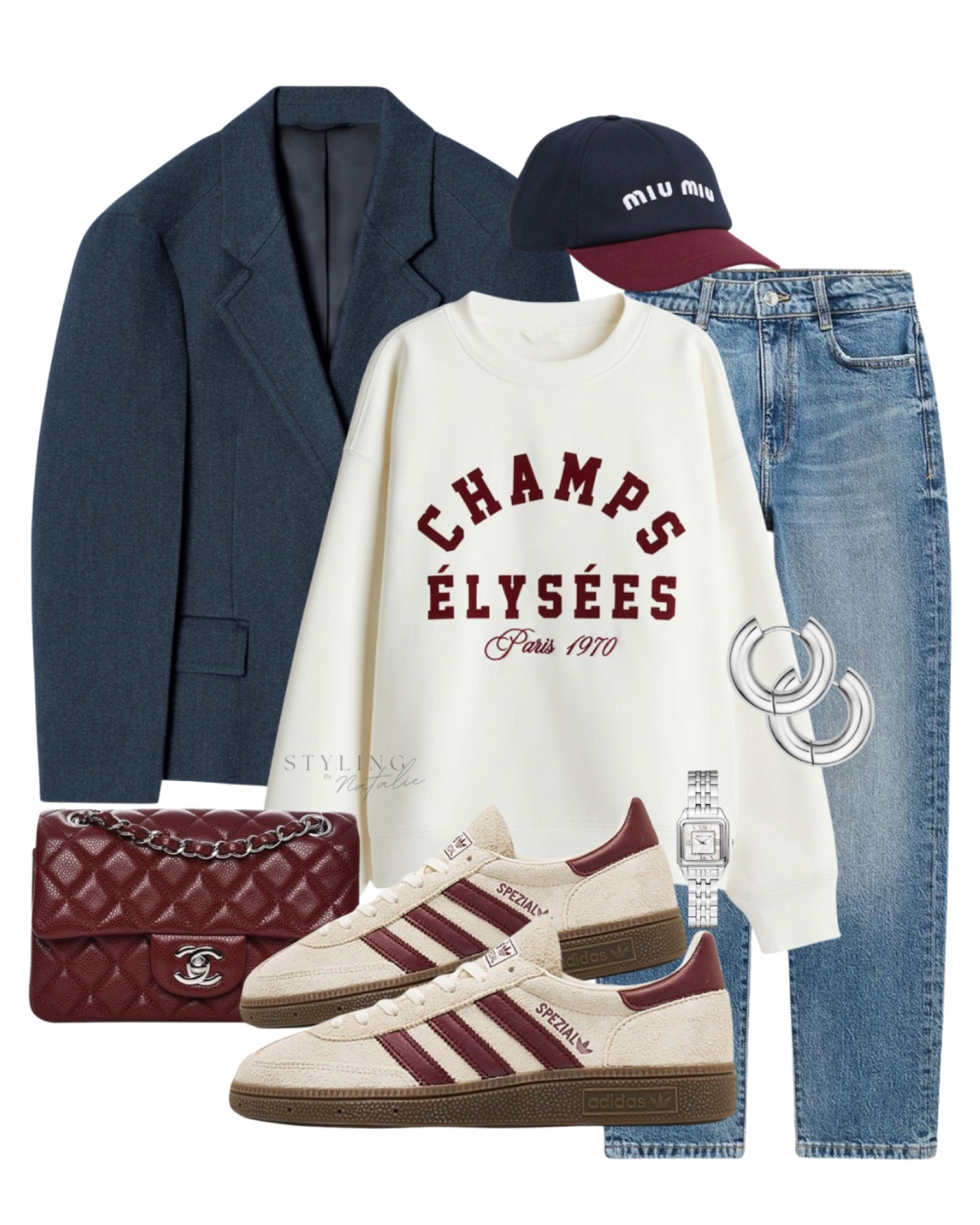Navy and burgundy everyday outfit
Navy oversized blazer, straight leg jeans, logo sweatshirt, Adidas Special trainers, Burgundy quilted bag, Miu Miu baseball cap & silver accessories. Casual look, spring outfit, transitional style. 

#LTKuk #LTKeurope #LTKstyletip