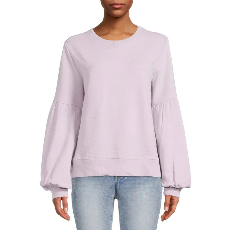 Time and Tru Women's Blouson Sleeve Sweatshirt | Walmart (US)