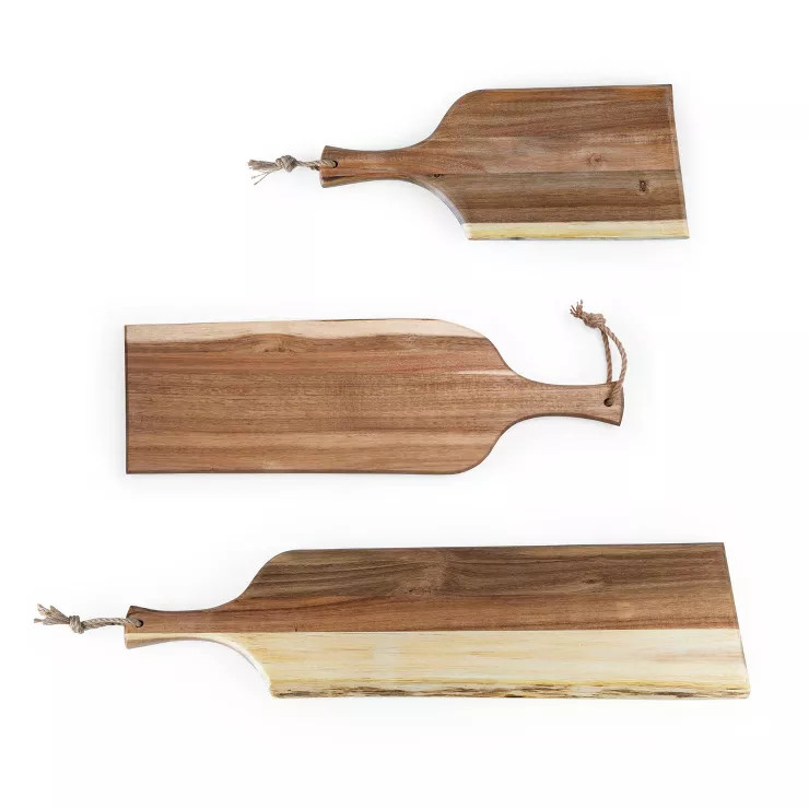 Picnic Time 18" 24" 30" Acacia Wood Artisan Serving Planks Set of 3 | Target
