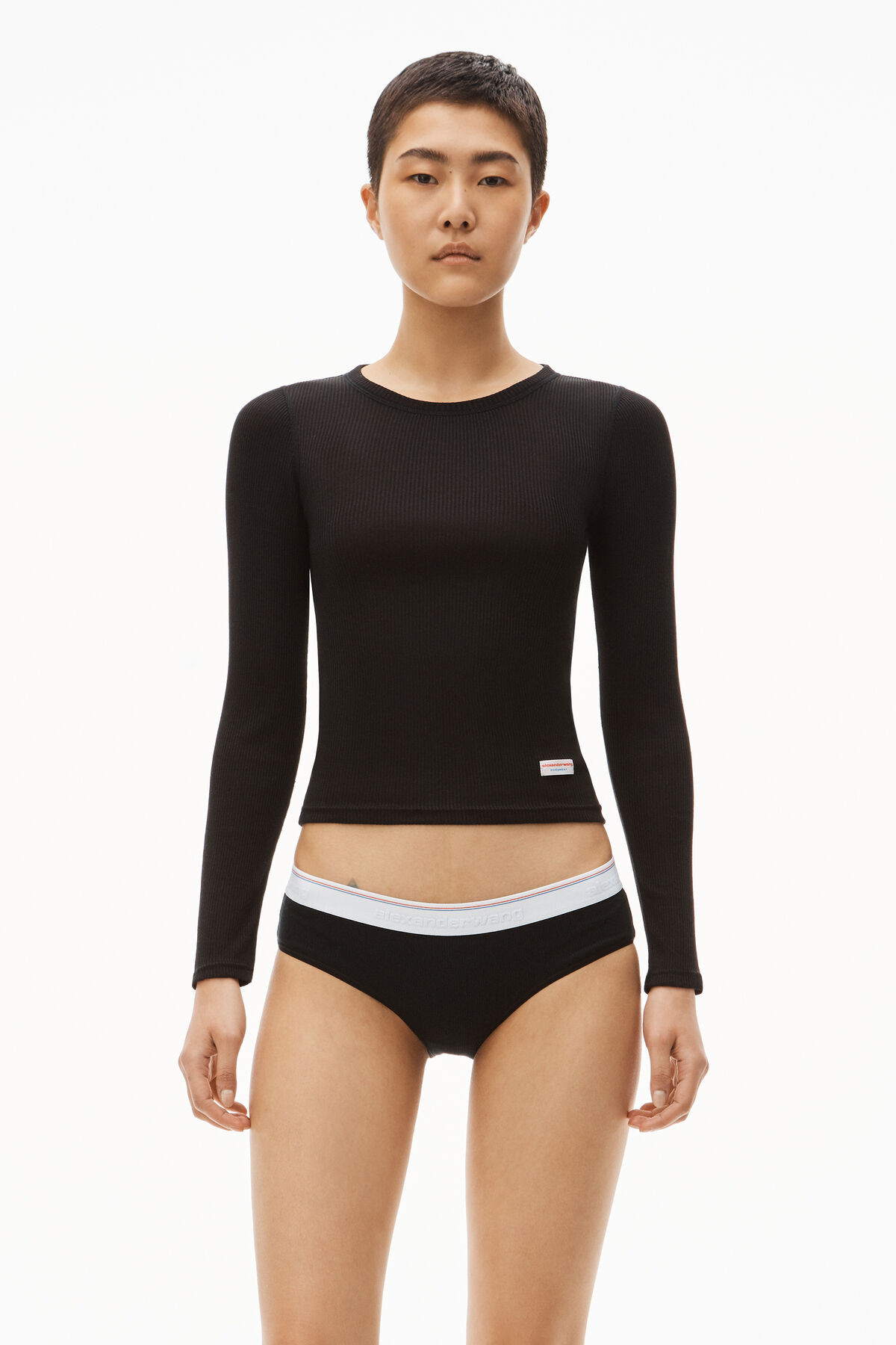 LONG-SLEEVE TEE IN RIBBED COTTON | Alexander Wang APAC