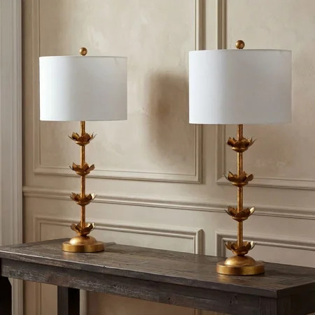 Safavieh Lani Leaf 32 in. H Table Lamp, Antique Gold, Set of 2 | Walmart (US)