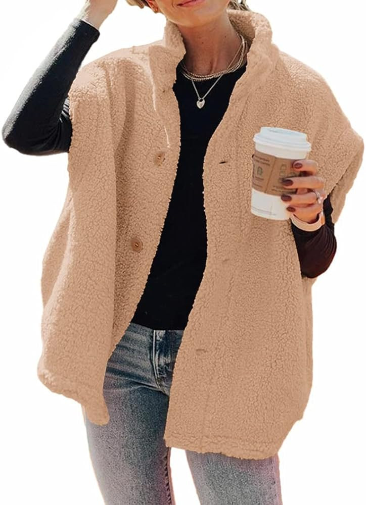 Hongqizo Womens Fuzzy Fleece Vest Casual Oversized Warm Button Down Sherpa Vest Jacket with Pocke... | Amazon (US)