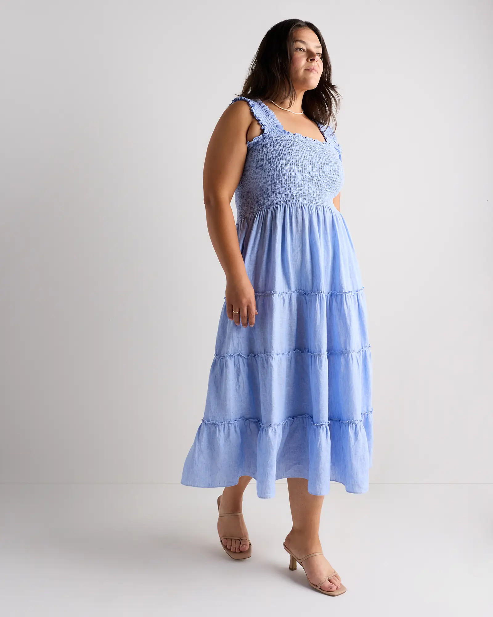 100% European Linen Smocked Midi Dress | Quince