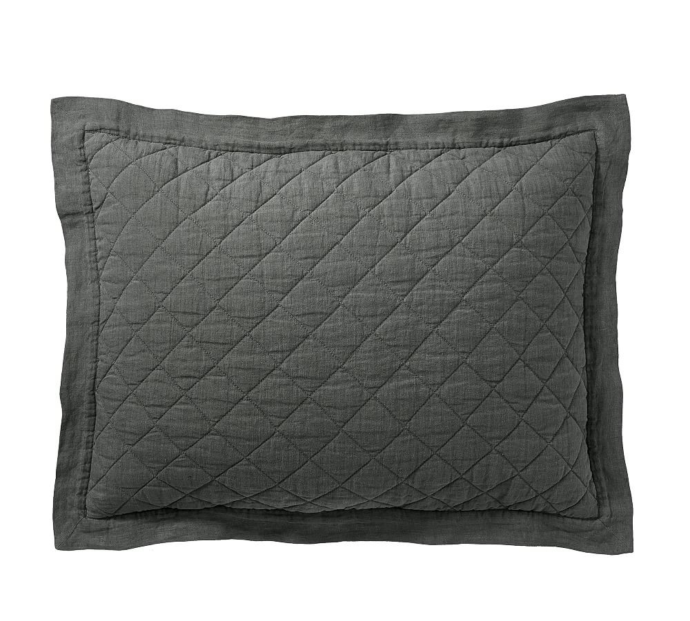 Belgian Flax Linen Diamond Quilted Sham | Pottery Barn (US)