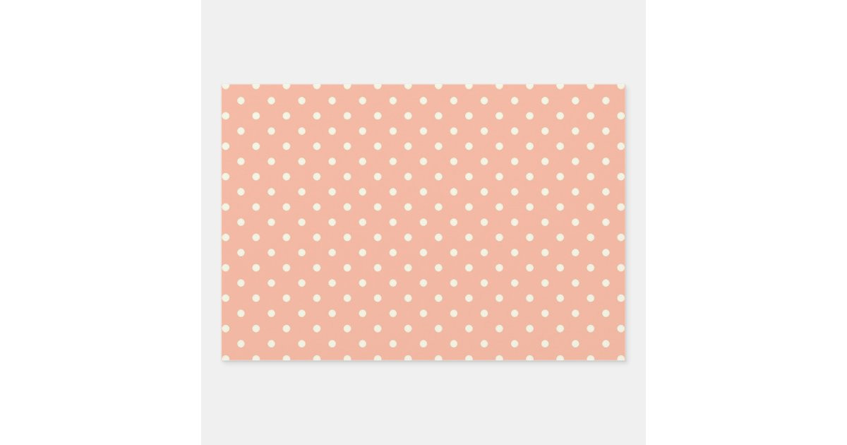 Trendy Pattern Coral Peach Pink & White Polka Dots Wrapping Paper Sheets | Zazzle | Zazzle