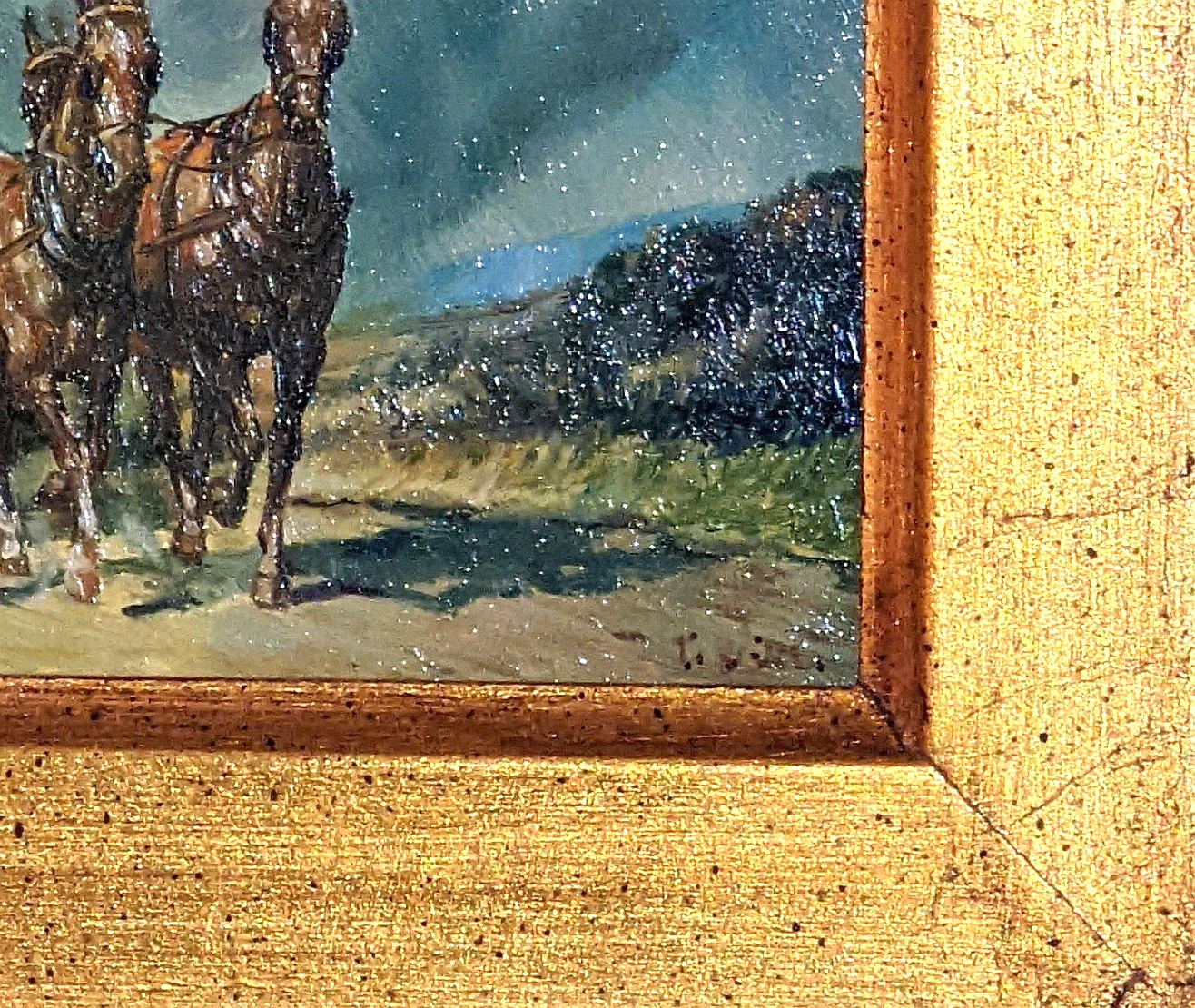 VINTAGE ANTIQUE OIL PAINTING - HORSES HORSE DRAWN COACH after JAMES POLLARD | eBay US