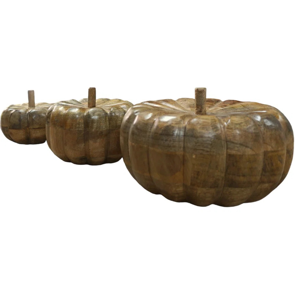 Set Of 3 Solid Wood Pumpkins | Wayfair North America