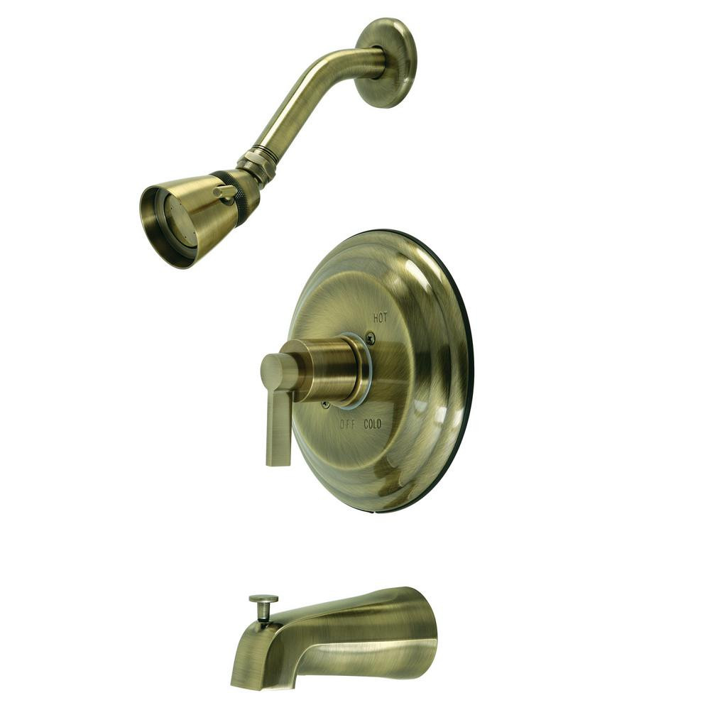 Kingston Brass NuvoFusion Single-Handle 1-Spray Tub and Shower Faucet in Antique Brass (Valve Includ | The Home Depot