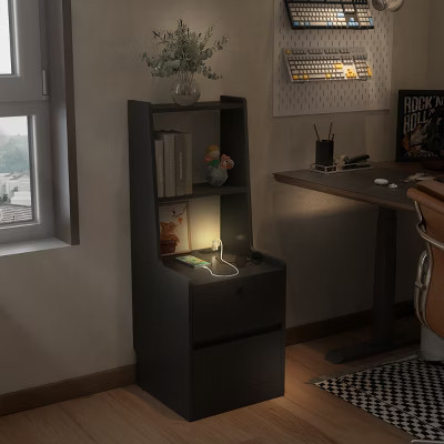 Smart Bedside Table with Voice-Activated Light and USB Charging Ports, Nightstand with Storage for Modern Bedrooms Black-3irtyhousy | Target