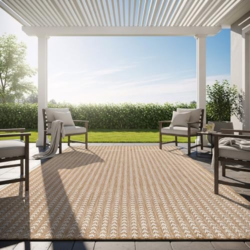 Washable Outdoor Rug 5x7 Modern Area Rugs Outdoor Carpets Striped Pattern Non Shedding Waterproof... | Amazon (US)