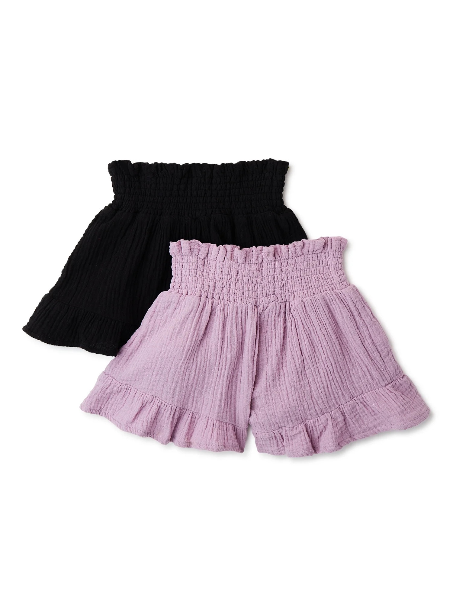 Wonder Nation Girls’ Ruffle Shorts, 2-Pack, Sizes 4-18 & Plus - Walmart.com | Walmart (US)