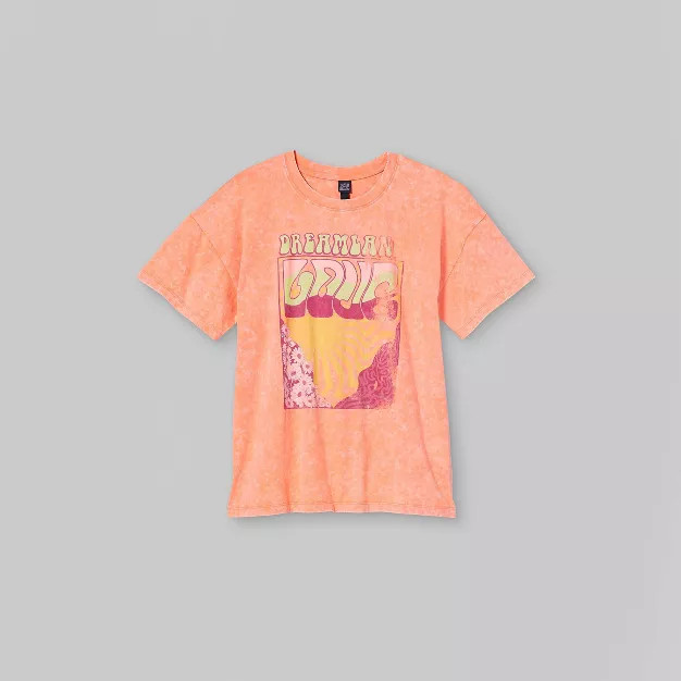Short Sleeve Oversized T-Shirt - Wild Fable™ Peach Orange Letters | Target